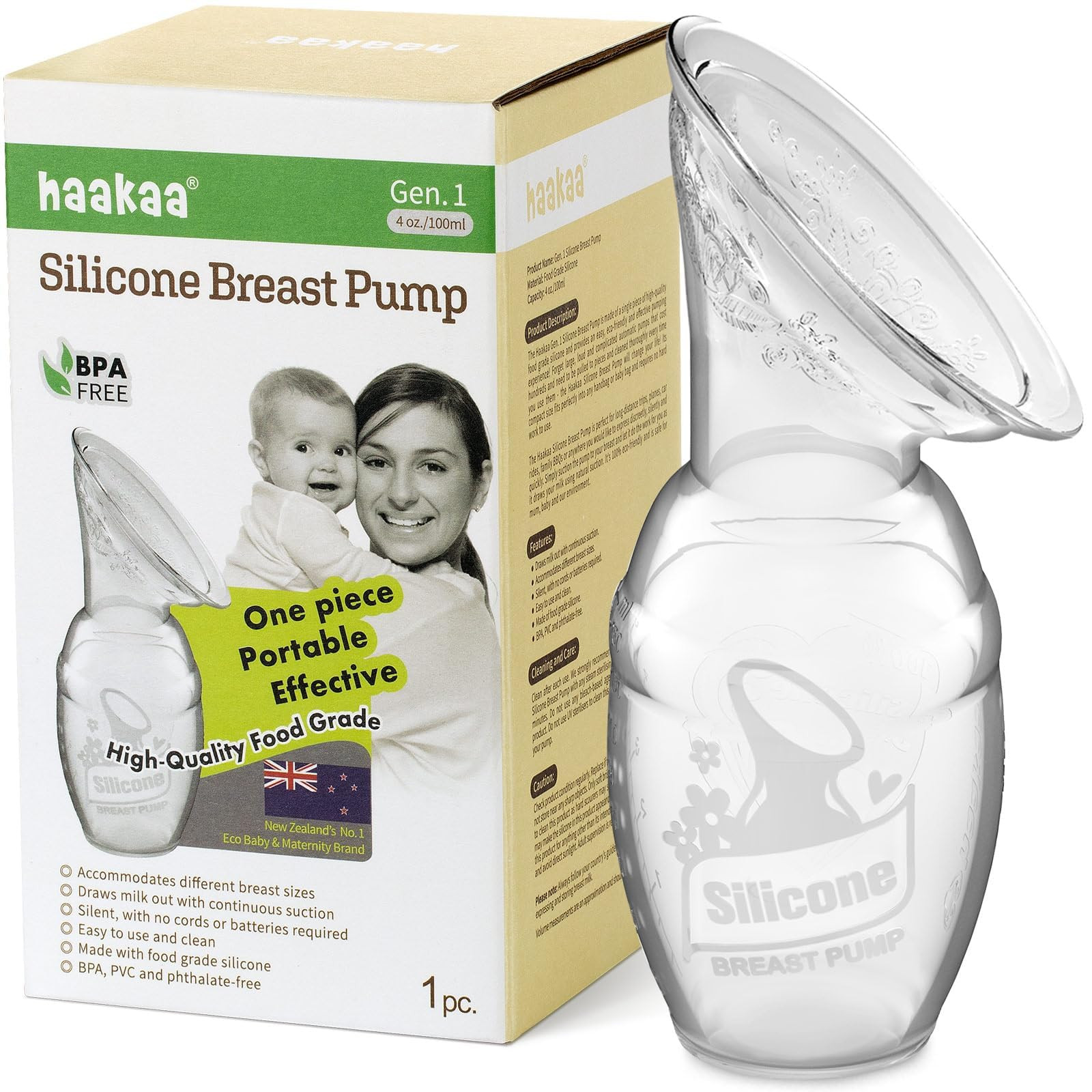 Hands-Free Silicone Manual Breast Pump 4oz/100ml Clear Design-image
