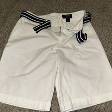 Polo Ralph Lauren Boys White Khaki Chino Shorts Size 14 Belted D-Ring Classic