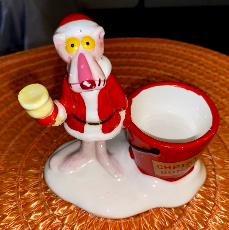 Vintage 1981 The Pink Panther Santa Charity Candle Holder Royal Orleans Japan