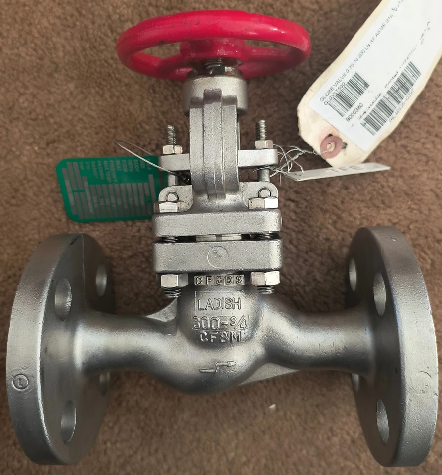 Ladish 3/4" Globe Valve Class 300 Flanged Stainless Steel CF8M OS&Y Trim 12 NOS - Image 3 of 4
