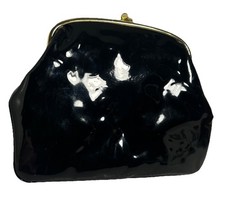 Rare Ingber Black Patent Leather Clutch Evening Bag c. 1960s Made In USA