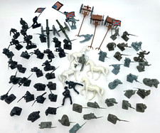 Civil War Toy Soldier Figures Large Lot 70 Plus Cannons Horses Flags VTG China