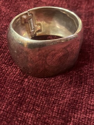 CHANEL STERLING SILVER CUFF BRACELET HINGED CLOSURE MARKED ''MECAN 925''