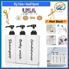 Set of 3 Black 21oz Refillable Shampoo Conditioner Body Wash Dispenser Bottles