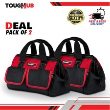 Small Tool Bag Red 12 Inches Heavy Duty Storage for DIY Builders Electricians