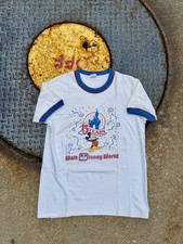 Men  s 1986 Disney World 15th Anniversary Adult Ringer T-Shirt Tee Mickey Castle