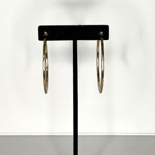 Large Hoop Earrings Hammered Design Gold Tone Fashion