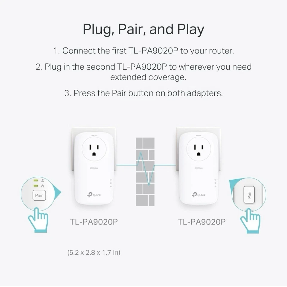 Adaptador Powerline TP-Link AV2000 - 2 puertos Gigabit, Ethernet sobre alimentación Foto 4 de 4