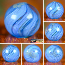 Handmade Blue Onionskin Marble, 0.6 inch, Near Mint , Germany, 1860-1920, S1591