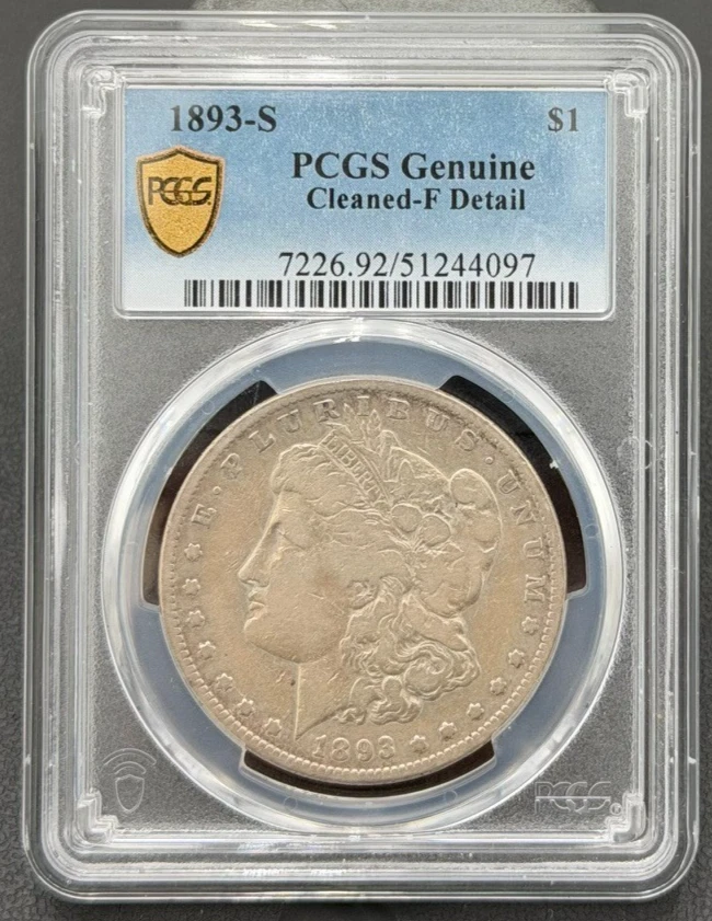 1893 S Morgan Silver Dollar PCGS Fine, Key Date of the Series