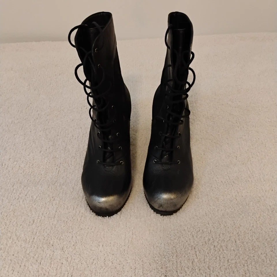 John fluevog boots Studded Wedge Goth Punk Metal Rock Band Grunge  womens Sz 8 - Image 3 of 4