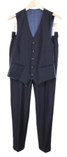 SUITSUPPLY Ferrara Men Suit UK34R Waistcoat Trousers Pure Wool Navy 2 Piece