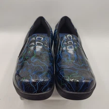 Hawkwell womens 9 Branta Black Blue Pro Nurse Clogs Slip Resistant Anti Fatigue