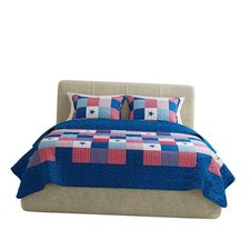 3-Piece Caroline Patriotic Quilt Set - Americana Stars and Plaid Full/Queen