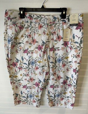ST. JOHNS BAY Sz 18P NWT Capri Co Floral w/Pockets Slender Tummy Control Y2K