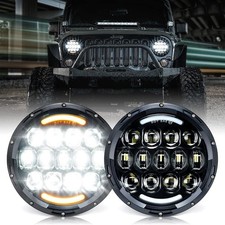 105W LED Wrangler Headlights, 7 Inch Round Headlamp Replacement with Hi/Lo Be...