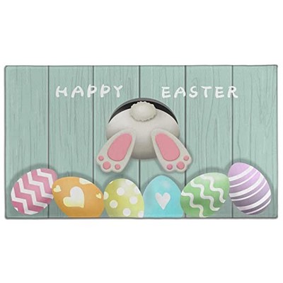 Easter Decorative Welcome Door Mat, Easter Eggs Bunny Tail Indoor Outdoor Non 