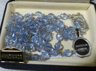 BLISS Rosary Rhodium Plated 21 IN PEWTER middle medal  blue bead handmade — photo 5