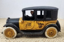 Vintage Arcade Reproduction Cast Iron Yellow Cab Taxi w/Driver