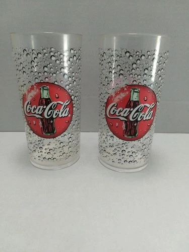 Coca-Cola Bubbles Plastic Thermoserve 20oz Cup Red Quantity Of 2 Vintage