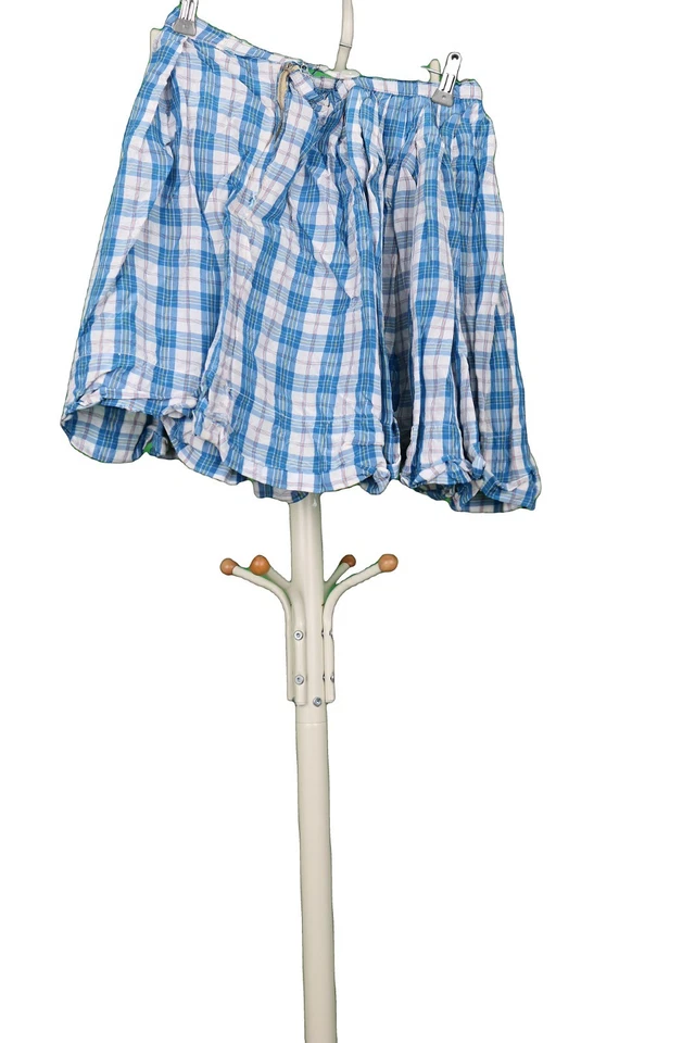Handmade Skirt blue check plaid blue white 26In Waist Short Pleated - Image 4 of 4
