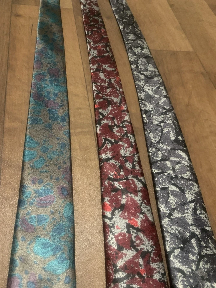 Pierre Cardin Lot Of 3 Skinny Ties Special Patterns - Image 3 of 4