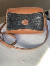 Vintage Dooney  Bourke Zip Satchel Black Tan Leather Crossbody USA
