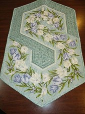 Hand Made Quilted Table Runner/ Topper / Mat Tulips 19" x 32"