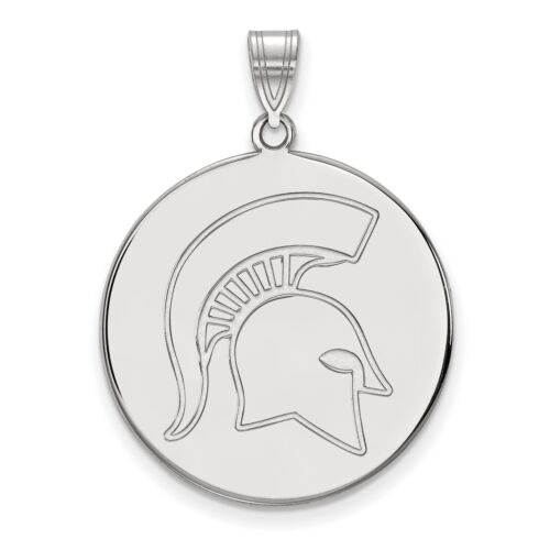 Pendentif disque pendentif logo mascotte Michigan State University en argent sterling - Photo 1 sur 4