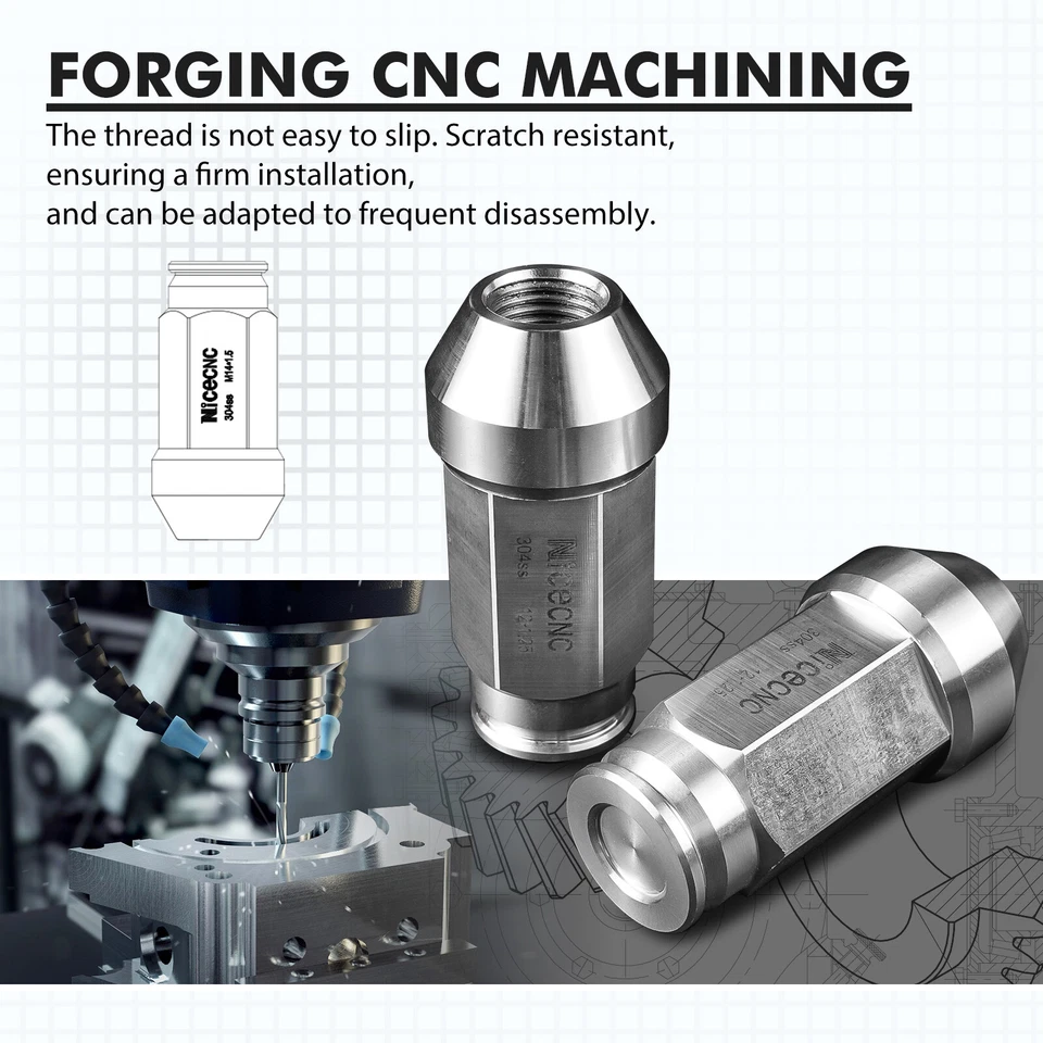 NICECNC Stainless M12x1.25 Wheel Lug Nut For Nissan Versa 2007-2016 350Z 2008-09 Foto 4 de 4