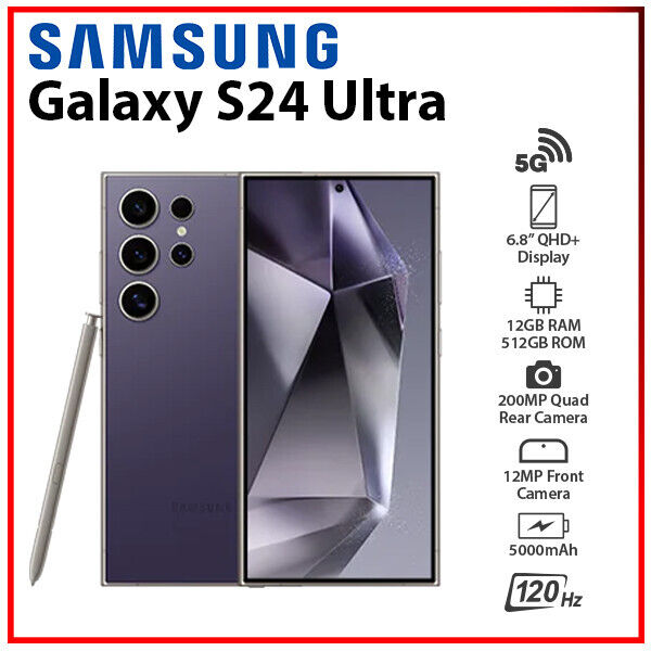 NEW Samsung Galaxy S24 Ultra 5G 12GB+512GB VIOLET Dual SIM NEW Samsung Galaxy S24 Ultra 5G 12GB+512GB VIOLET Dual SIM