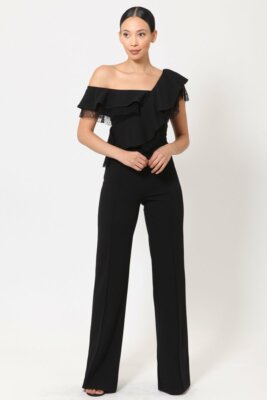 Black Lace Detailed Jumpsuit 17141