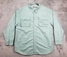 10,000 Ft Above Sea Level Mens Green Lightweight Vented Button Down Shirt Sz XL