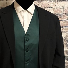 Dark Forest Green Men Solid Tuxedo Suit Dress Vest Waistcoat Formal Wedding Prom