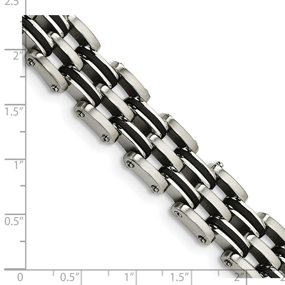 Chisel Men's Stainless Steel Black Rubber 8.5-inch Bracelet Chisel Men's Stainless Steel Black Rubber 8.5-inch Bracelet