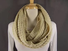 Cream chunky waffle knit circle infinity endless loop long super soft scarf cowl