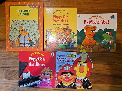 Vtg Jim Henson Muppets Sesame Street Childrens Book Lot 1989 1992 80s 90s