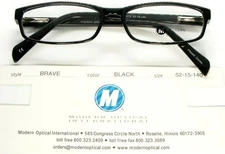 NEW MODERN OPTICAL BRAVE BLACK EYEGLASSES GLASSES PLASTIC FRAME 52-15-140mm