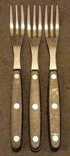Lot Of 3 Berghoff Belgium Faux Wood Handle Steak Forks Flatware Lot