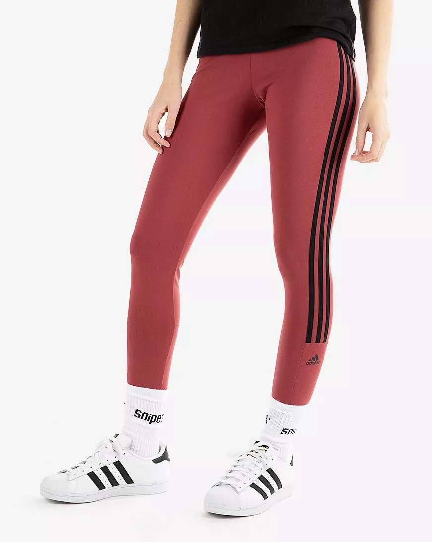 NEW Adidas Women's New Authentic 7/8 3-Stripe Tights - Legacy Red/Black -  Large