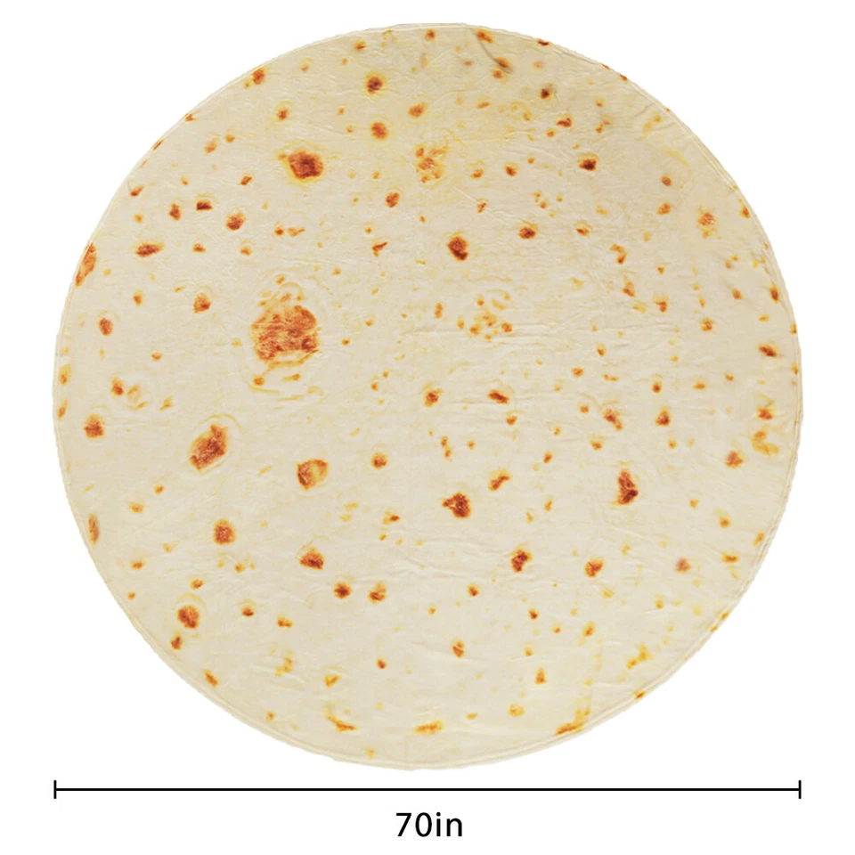 Мягкое фланелевое тортильное одеяло Burrito 70 х 70 дюймов круглые пледы тортилья - Изображение 4 из 4