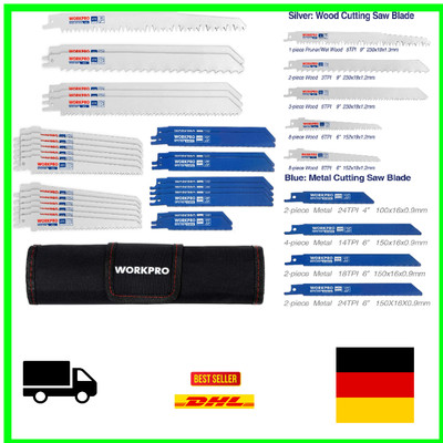 Premium Holz & Metall Sägeblatt Set 32-teilig mit Handtasche