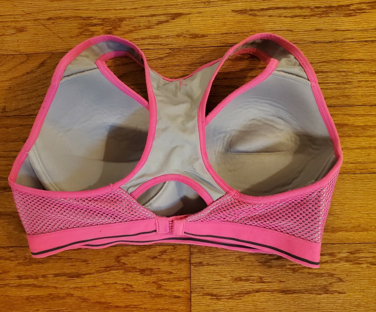 Danskin NOW 36B Pink Mesh Sports Bra Padded Cup Wire Free, Gray