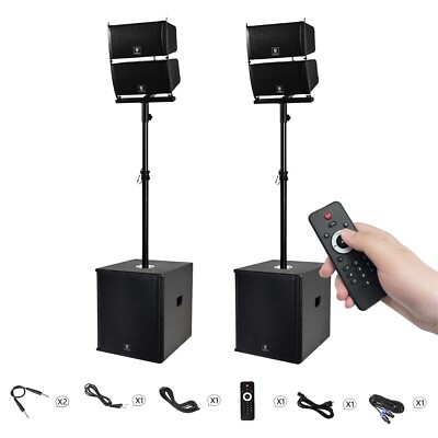PRORECK Line Array Speaker PA DJ System Set 15 inch 6000W Subwoofer