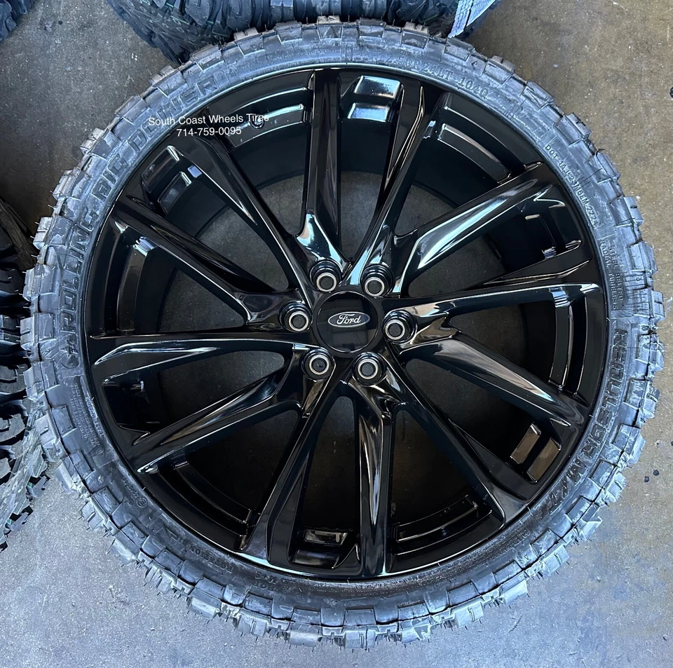 24” FR98 BLACK WHEELS Ford F150 Expedition Bronco 6X135 and 33” Mud MT Tires - Image 2 of 4