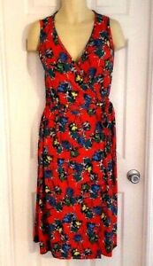 RENEE-C-Womens-Dress-PLus-Size-2X-Sleeveless-Floral-Wrap-Soft-Stretchy-Knit