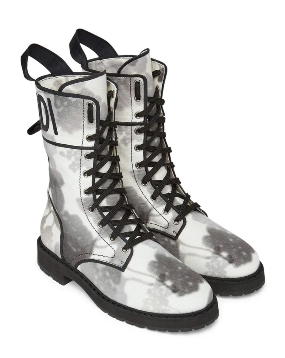 Fendi lace up combat cheap boots