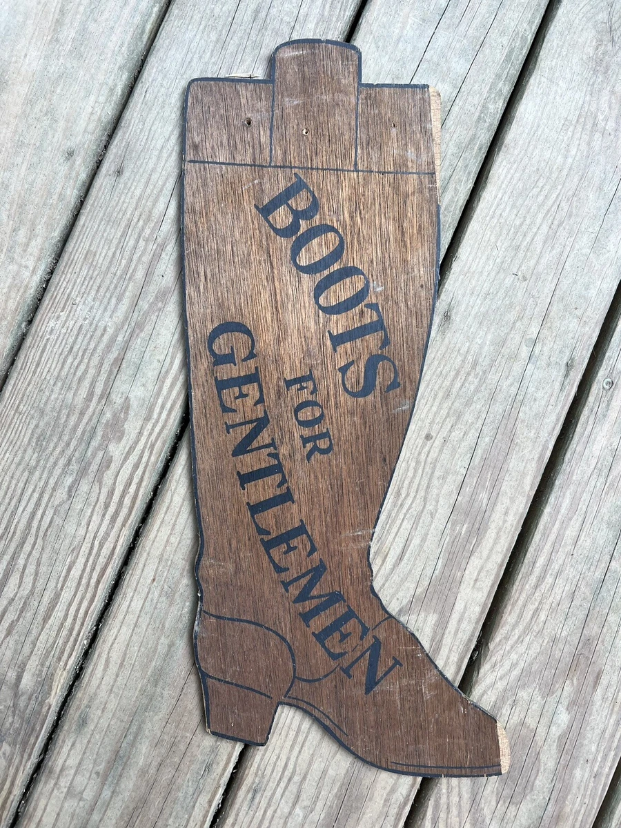 Vintage Wooden Boots For Gentlemen Hanging Store Advertising Sign 23 X 10