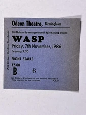 W.A.S.P Concert Ticket Odeon Theatre Birmingham Orig Friday 7th November 1986