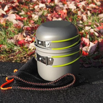 Camping Pots Cookware Set Portable Outdoor Cooking Tableware for Hiking Trekking